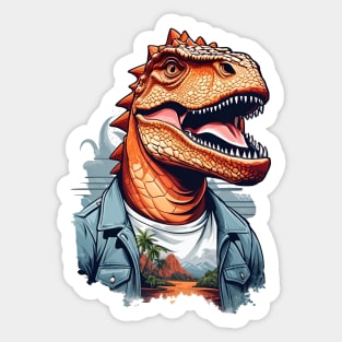 Dinosaur Roar Tropical Adventure AI Art Sticker